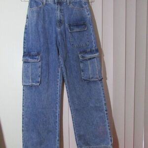 Easel Cargo Medium Wash Blue Denim Jeans Size Small